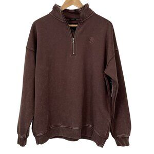 Ninth Hall Fundamentals Women Oversized Quarter-Zip Pullover Sheena Brown Wash